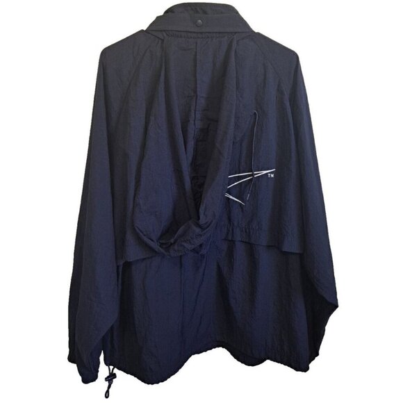 Reebok Men's L Blue Windbreaker Hidden Hoodie Rain Full Zip Vented Drawstring - Picture 4 of 12